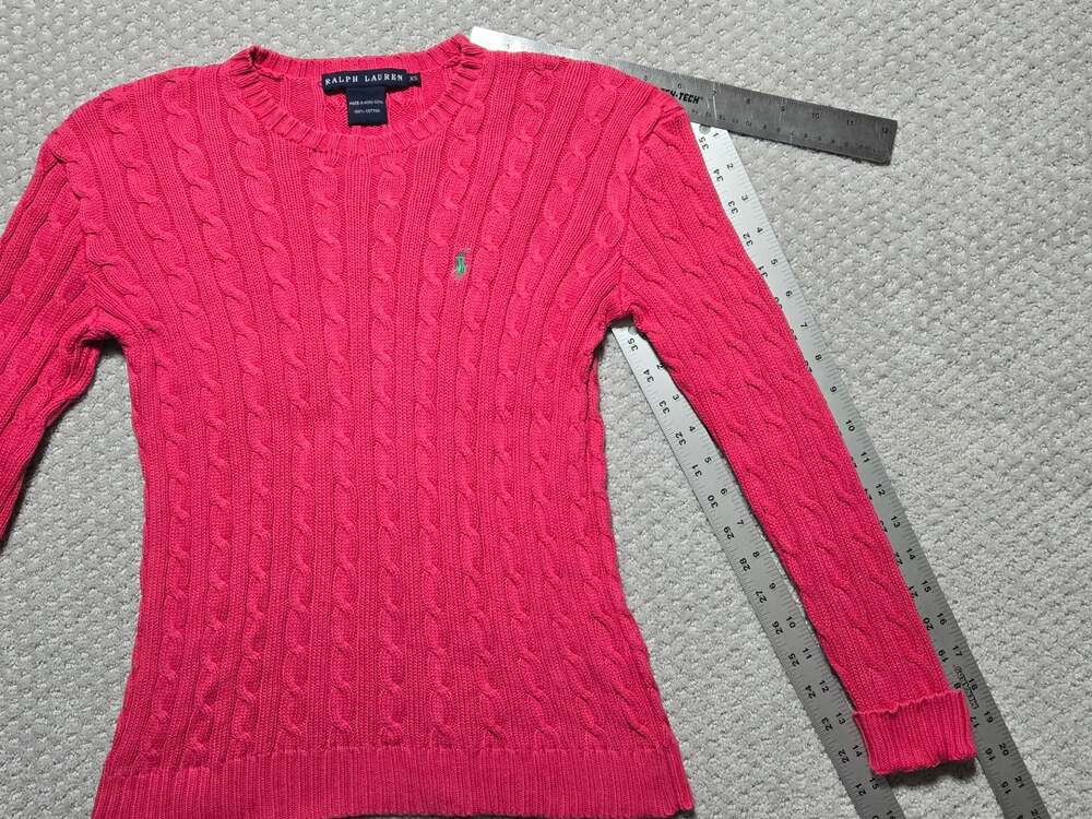 Ralph Lauren Pink Cable Knit Crew Neck Cotton Sweater XS - Picture 6 of 11